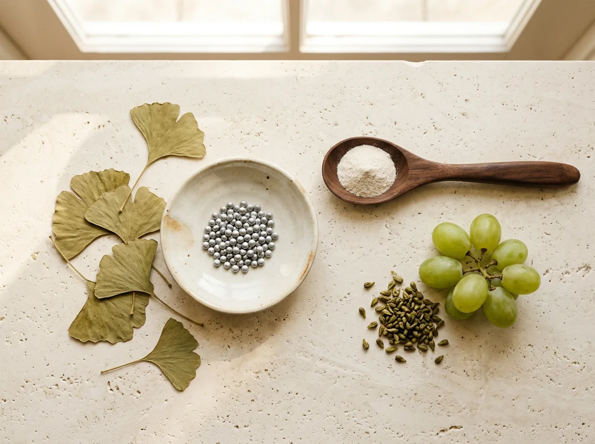 Naturliga ingredienser i Revixol - ginkgo biloba, zink, magnesium och vindruvskärna